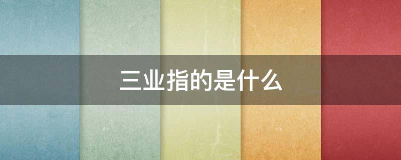 三业指的是什么 三业指的是什么产业就业