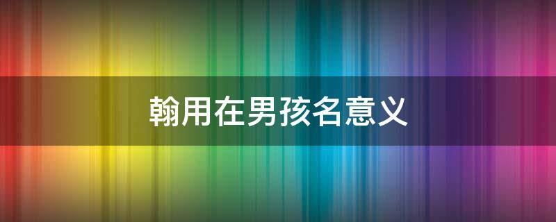 翰用在男孩名意义（翰用在男孩名意义和读音）