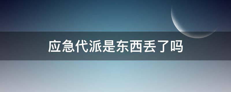 应急代派是东西丢了吗 应急代派会不会丢失