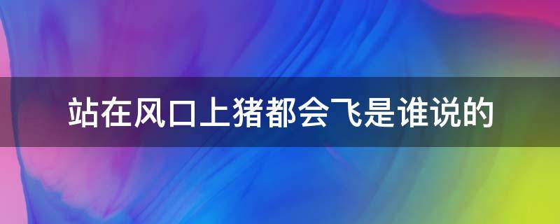 站在风口上猪都会飞是谁说的（站在风口上猪都会飞是谁说的什么时候说的）