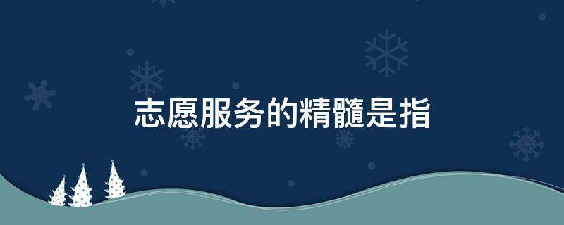 志愿服务的精髓是指（志愿者服务精髓是）
