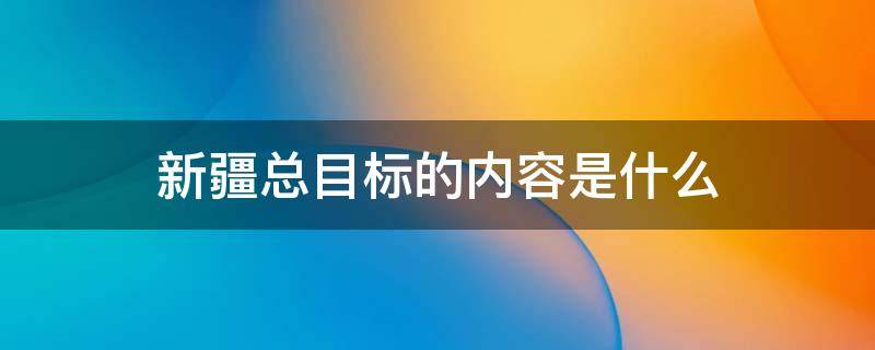 新疆总目标的内容是什么（新疆总目标的认识）