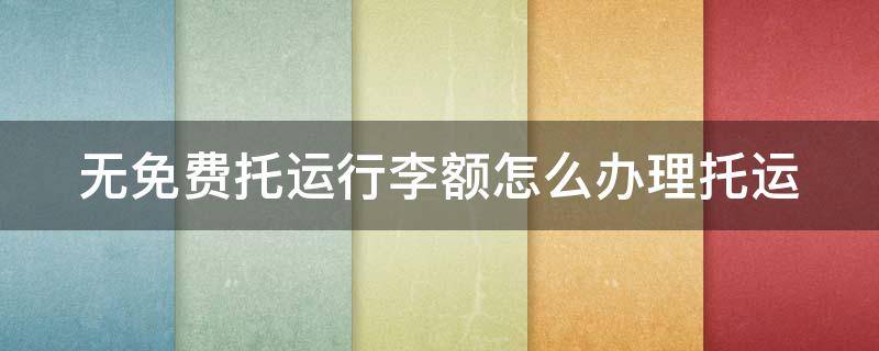无免费托运行李额怎么办理托运（无免费托运行李额怎么办理托运行李）