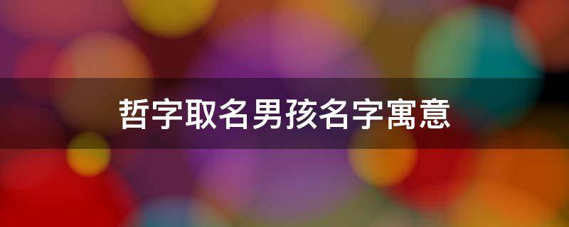 哲字取名男孩名字寓意（哲字取名男孩名字寓意王显哲）